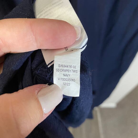 Old Navy Blue Short Sleeve Twist Front Cutout Midi Shirt Dress Linen Blend Sz 2X - Picture 12 of 13